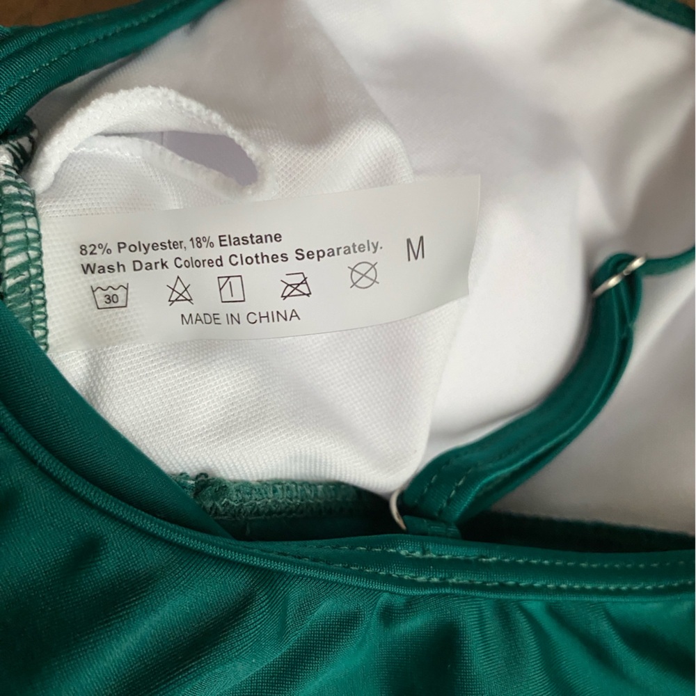 Women's Teal Ruffle Swim Top with Black Swim Bottoms - Picture 4 of 4